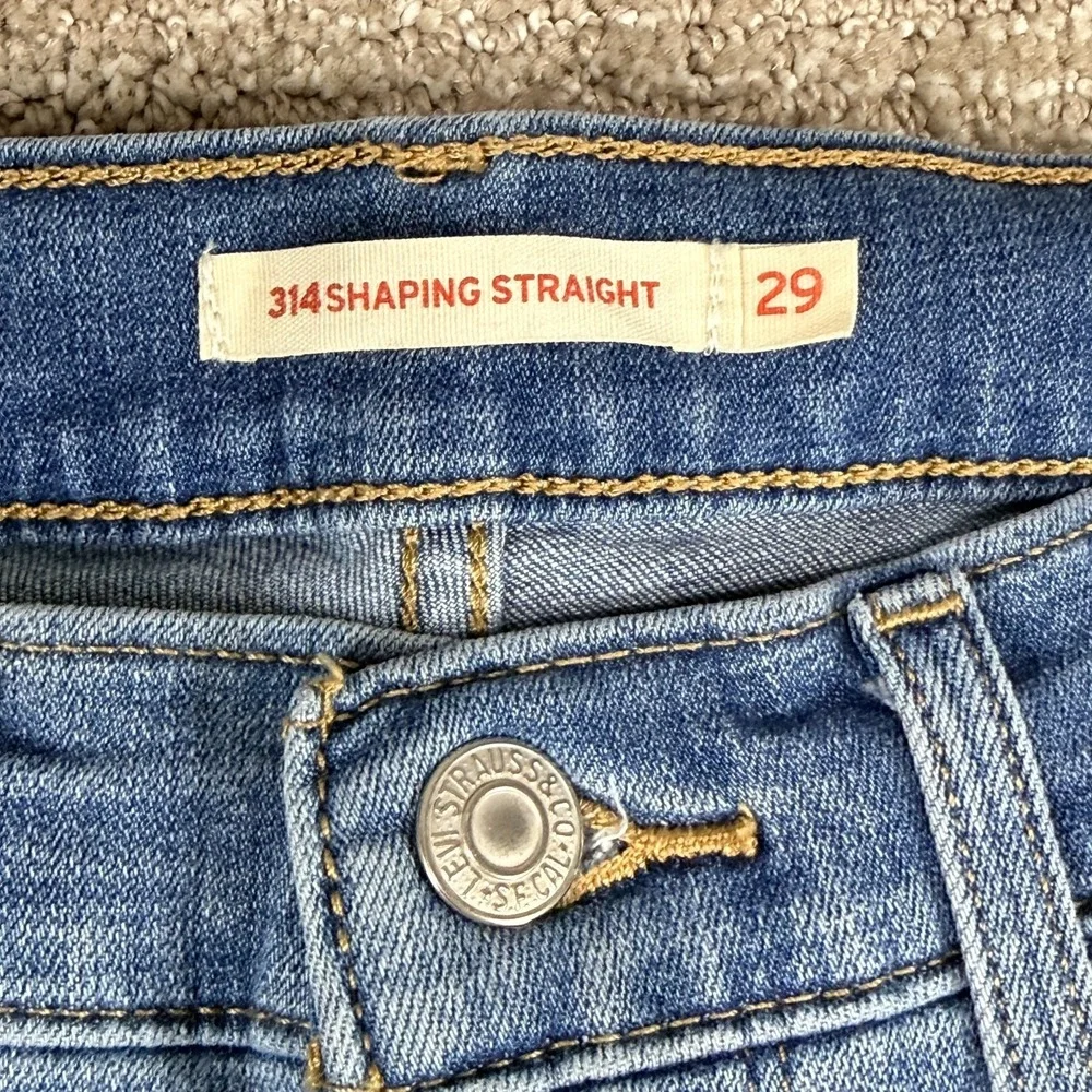 Levi's‎ 314 Shaping Straight Women's Jeans W29 L32 Blue Mid Rise Stretch Denim